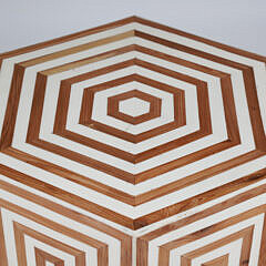 Moroccan Geometric Inlaid Hexagonal Stool or Side Tab