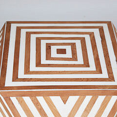 Moroccan Geometric Inlaid Polyhedron Shaped Side Table or Stool