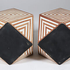 Moroccan Geometric Inlaid Polyhedron Shaped Side Table or Stool