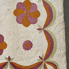 Civil War Era Pennsylvania Pink, Green, and Peach Applique Quilt, 19th Century