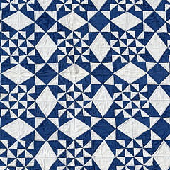 Vintage Blue and White Geometric Patchwork Quilt