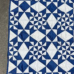 Vintage Blue and White Geometric Patchwork Quilt