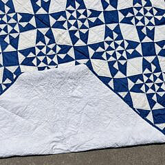 Vintage Blue and White Geometric Patchwork Quilt