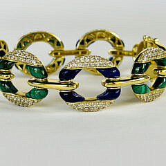 Malachite, Lapis Lazuli, and Natural Zircon Link Bracelet