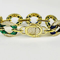 Malachite, Lapis Lazuli, and Natural Zircon Link Bracelet