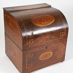 Inlaid Seashell Cameos Domed Tantalus Box, 19th Century