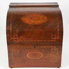 Inlaid Seashell Cameos Domed Tantalus Box, 19th Century
