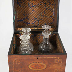 Inlaid Seashell Cameos Domed Tantalus Box, 19th Century