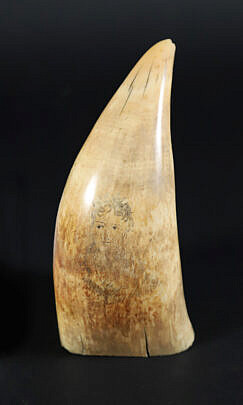 Scrimshaw Sperm Whale Tooth, 19th Century