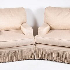 Pair of Gina B Los Angeles Silk Upholstered Club Chairs