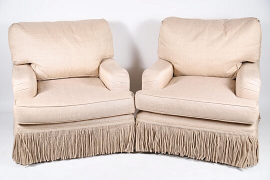 Pair of Gina B Los Angeles Silk Upholstered Club Chairs