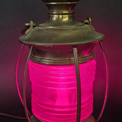 Pair of Antique Brass Nautical Ship Light Signal Lanterns, early 20th century