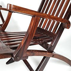 Pair of Vintage Nautical Rosewood Naval Folding Deck Chairs, 20th century 