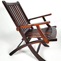 Pair of Vintage Nautical Rosewood Naval Folding Deck Chairs, 20th century 