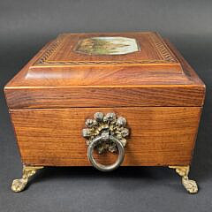  Antique Regency Inlaid and Painted Jewelry Box, 19th century