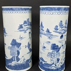 Pair of Antique Canton Brush Pots, 19th Century