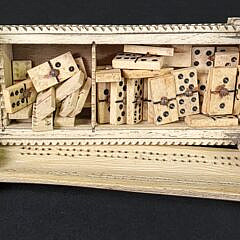Antique French Prisoner of War Carved Bone Game Box, early 19th Century