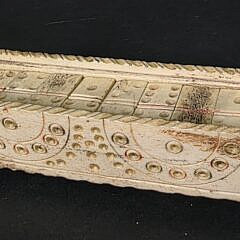 Antique French Prisoner of War Carved Bone Dominoes Game Box, early 19th Century
