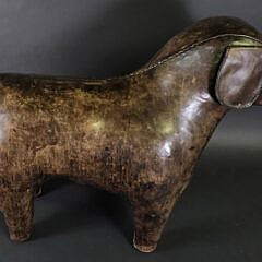 Vintage Dmitri Omersa Abercrombie & Fitch Leather Labrador Retriever Ottoman, 20th century