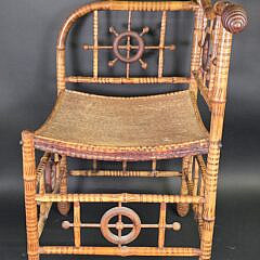 Fancy Antique English Bamboo Ships Wheel Corner Chair, 19th century