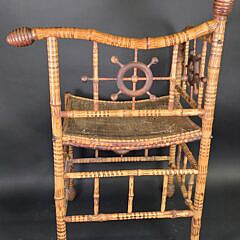 Fancy Antique English Bamboo Ships Wheel Corner Chair, 19th century