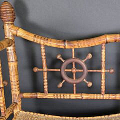 Fancy Antique English Bamboo Ships Wheel Corner Chair, 19th century