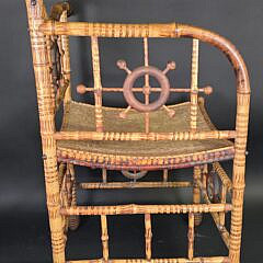 Fancy Antique English Bamboo Ships Wheel Corner Chair, 19th century
