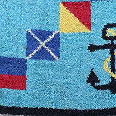 Vintage Signal Flag and Anchor Nautical Hooked Scatter Rug, 20th century