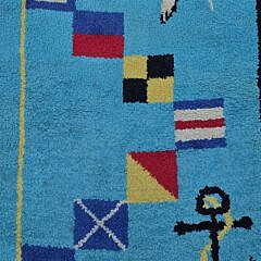 Vintage Signal Flag and Anchor Nautical Hooked Scatter Rug, 20th century