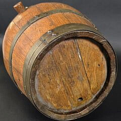 Antique English Oak Brass Bound Barrel Keg, 19 century