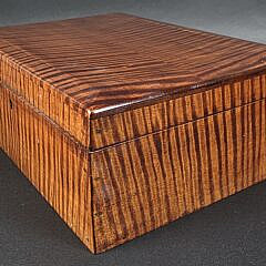 Antique American Tiger Maple Lift Top Storage Box, 19th century.