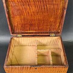 Antique American Tiger Maple Lift Top Storage Box, 19th century.