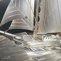 Vintage 960 Sterling Silver One Mast Sailing Yacht Boat Model, 20th century
