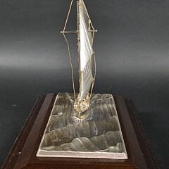 Vintage 960 Sterling Silver One Mast Sailing Yacht Boat Model, 20th century