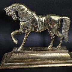 Pair of Antique Brass Figural Horse Doorstops or Bookends, 19th century
