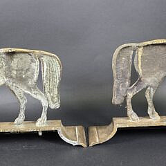 Pair of Antique Brass Figural Horse Doorstops or Bookends, 19th century