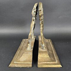 Pair of Antique Brass Figural Horse Doorstops or Bookends, 19th century