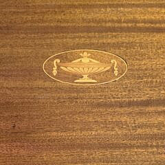 Antique Satinwood Urn Inlaid Mahogany Oval Serving Tray, circa 1920s