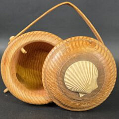 Vintage George Davis Carved and Painted Bird in a Basket Birdhouse, 20th Century