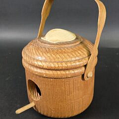 Vintage George Davis Carved and Painted Bird in a Basket Birdhouse, 20th Century
