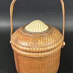 Vintage George Davis Carved and Painted Bird in a Basket Birdhouse, 20th Century