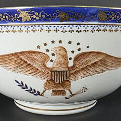Large Antique Chinese Export Armorial Gilt Painted Eagle Bowl, 19th century