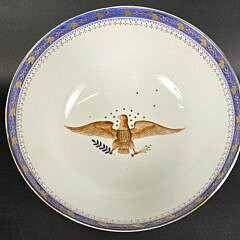 Large Antique Chinese Export Armorial Gilt Painted Eagle Bowl, 19th century