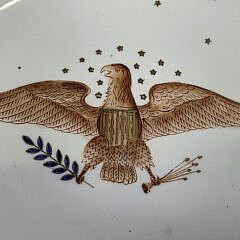 Large Antique Chinese Export Armorial Gilt Painted Eagle Bowl, 19th century