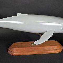 Vintage Carved and Painted Humpback Whale Sculpture, 20th century