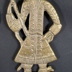 Pair of Antique Figural Brass Hanging Wall Sconces, 19th century