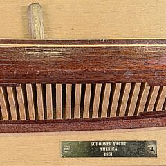 Vintage Carved Schooner Yacht American Ship Builders Half Hull Boat Model, 20th century