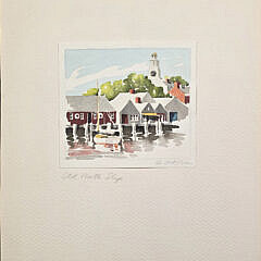 Doris and Richard Beer Nantucket Watercolor on Paper “Old North Slip”, Painting
