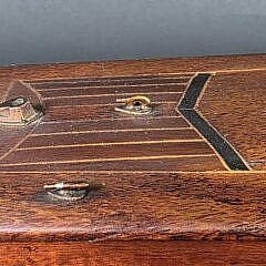 Vintage Multiwood Inlaid Cherry and Mahogany Wind Up Boat Pond Model, 20th century