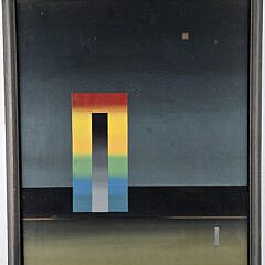 Lloyd F Schultz Mid Century Modern  Acrylic on Board Nantucket Painting